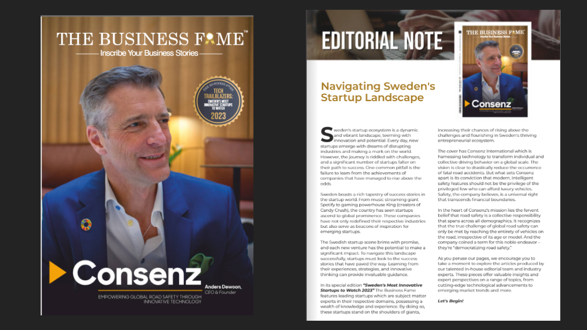 Consenz International on the cover of ''The business Fame'' magazine